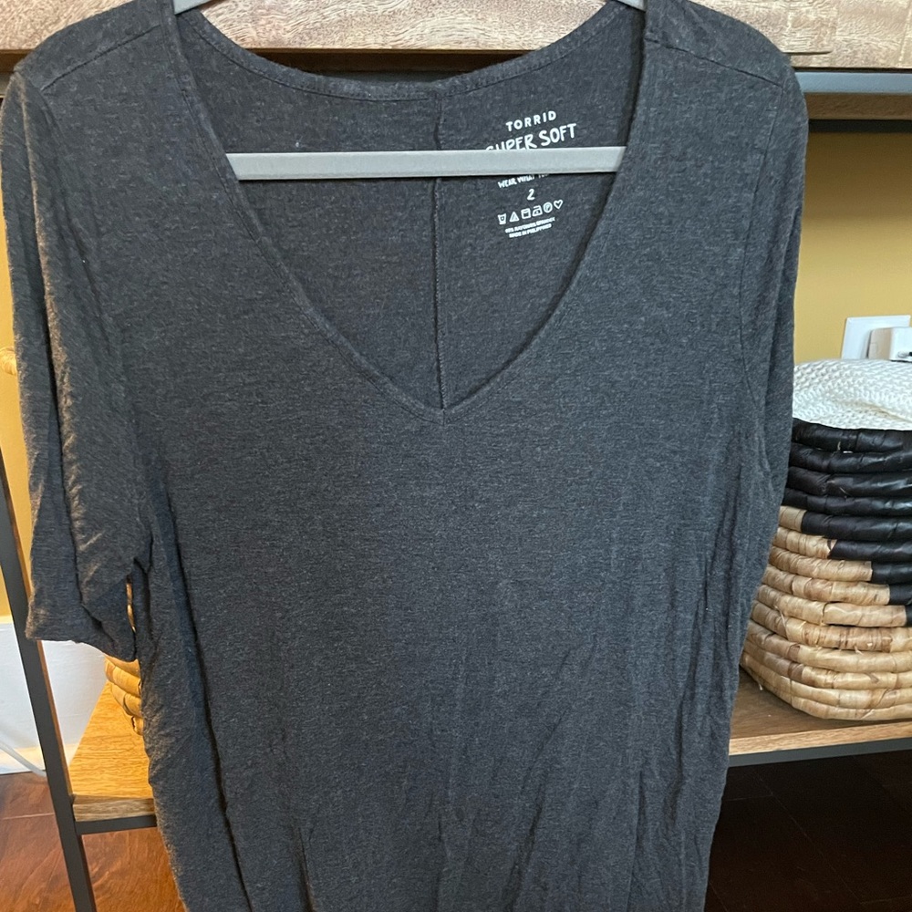 Torrid Grey Super Soft V-Neck Tunic